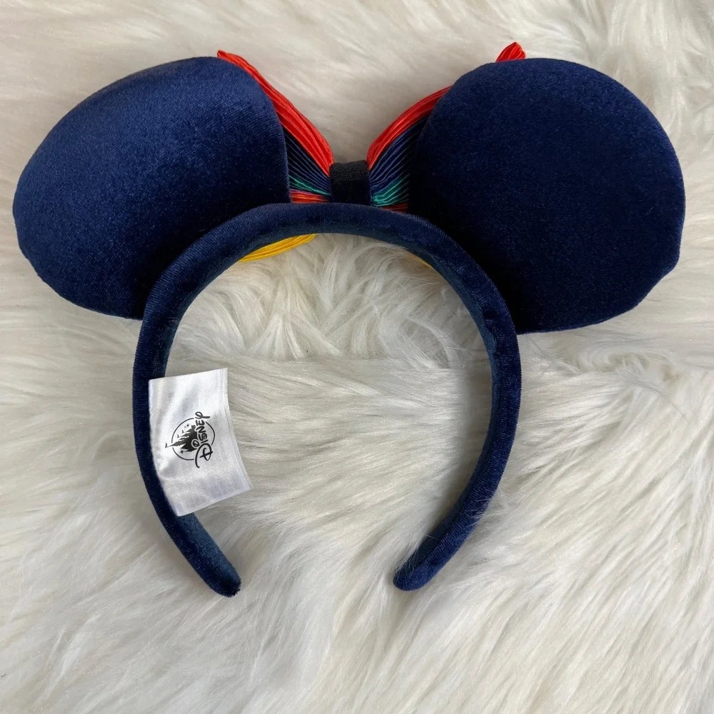 NWOT Disney World - Navy Bedazzled Gem Velvet Chevron Mickey Minnie Ear Headband